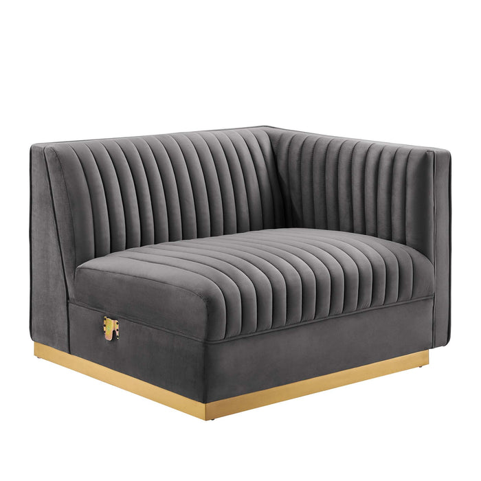 Sanguine Channel Tufted Performance Velvet Modular Sectional Sofa Right-Arm Chair - view 10