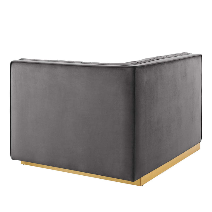 Sanguine Channel Tufted Performance Velvet Modular Sectional Sofa Right-Arm Chair - view 14