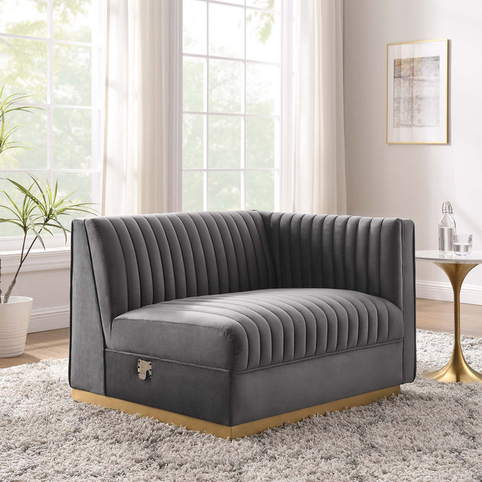 Sanguine Channel Tufted Performance Velvet Modular Sectional Sofa Right-Arm Chair - view 9