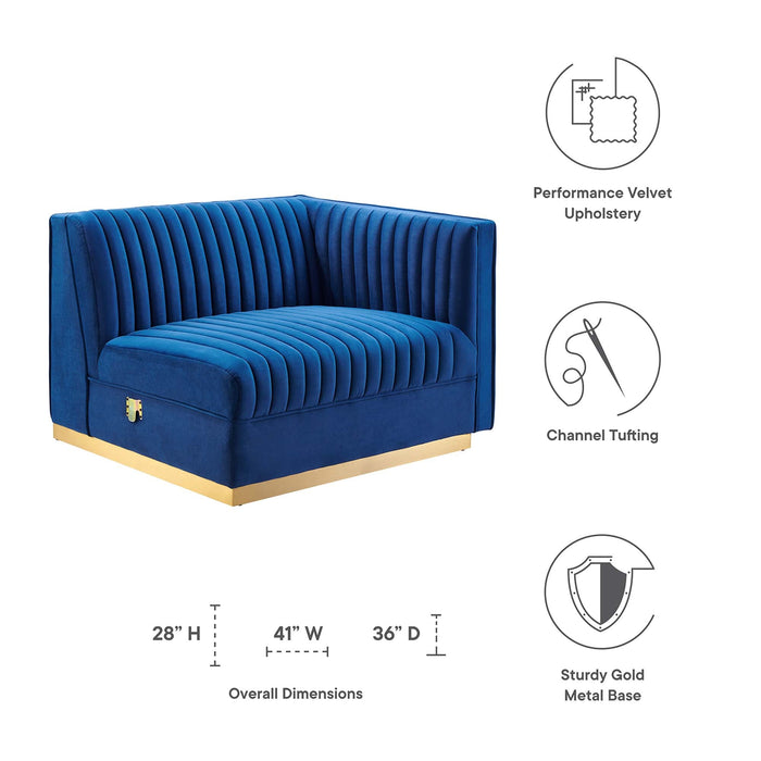 Sanguine Channel Tufted Performance Velvet Modular Sectional Sofa Right-Arm Chair - view 19