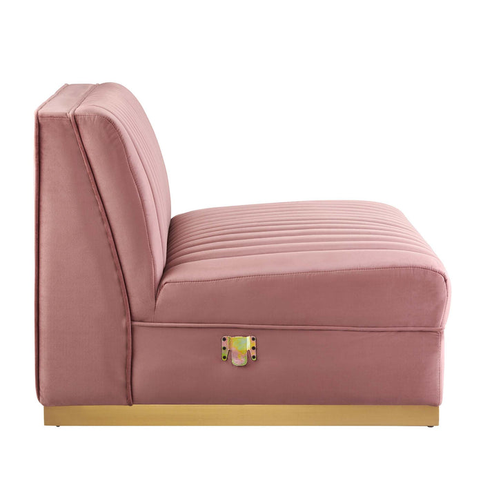 Modway Sanguine Channel Tufted Performance Velvet Modular Sectional Sofa Armless Chair - View 13