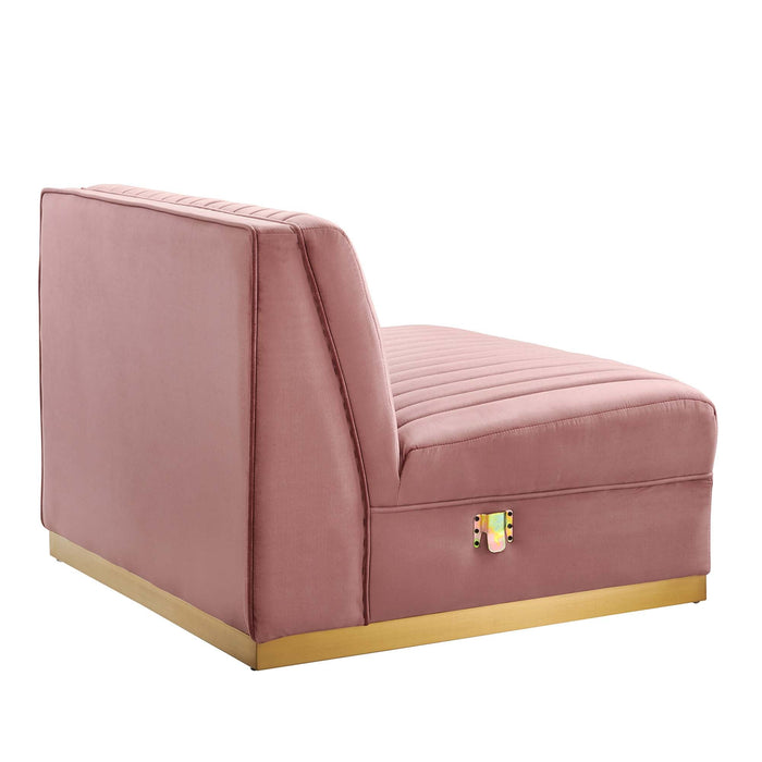 Modway Sanguine Channel Tufted Performance Velvet Modular Sectional Sofa Armless Chair - View 14