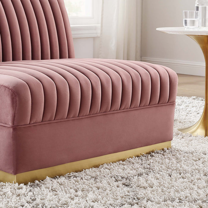 Modway Sanguine Channel Tufted Performance Velvet Modular Sectional Sofa Armless Chair - View 12