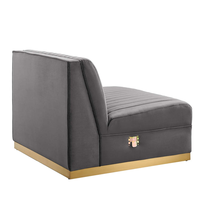 Modway Sanguine Channel Tufted Performance Velvet Modular Sectional Sofa Armless Chair - Dimensions
