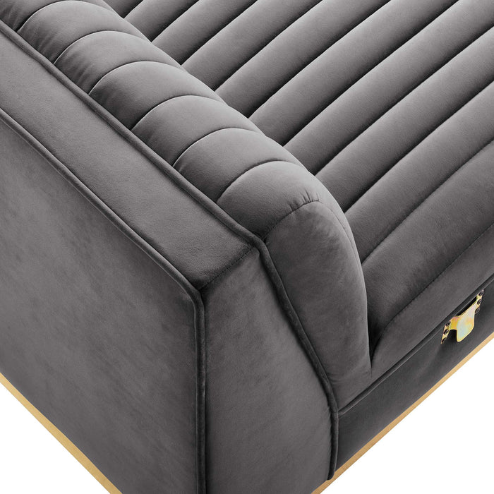 Modway Sanguine Channel Tufted Performance Velvet Modular Sectional Sofa Armless Chair - Installation View