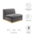 Modway Sanguine Channel Tufted Performance Velvet Modular Sectional Sofa Armless Chair in Gray - Detail View