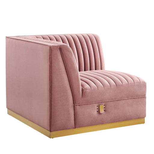 Sanguine Channel Tufted Performance Velvet Modular Sectional Sofa Left Corner Chair - alternate angle view