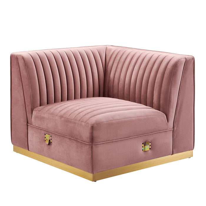 Sanguine Channel Tufted Performance Velvet Modular Sectional Sofa Left Corner Chair - view 5