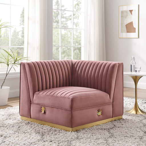 Sanguine Channel Tufted Performance Velvet Modular Sectional Sofa Left Corner Chair - Modway \living\sectionals