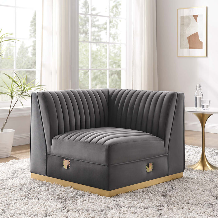 Sanguine Channel Tufted Performance Velvet Modular Sectional Sofa Left Corner Chair - view 9