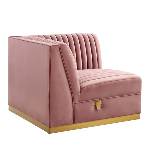Sanguine Channel Tufted Performance Velvet Modular Sectional Sofa Right Corner Chair - alternate angle view