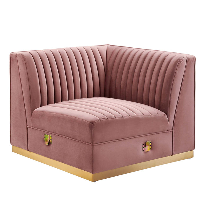Sanguine Channel Tufted Performance Velvet Modular Sectional Sofa Right Corner Chair - view 5