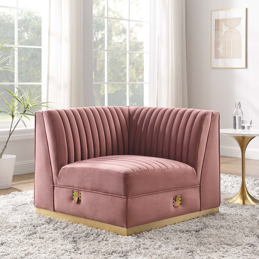Sanguine Channel Tufted Performance Velvet Modular Sectional Sofa Right Corner Chair - Modway \living\sectionals