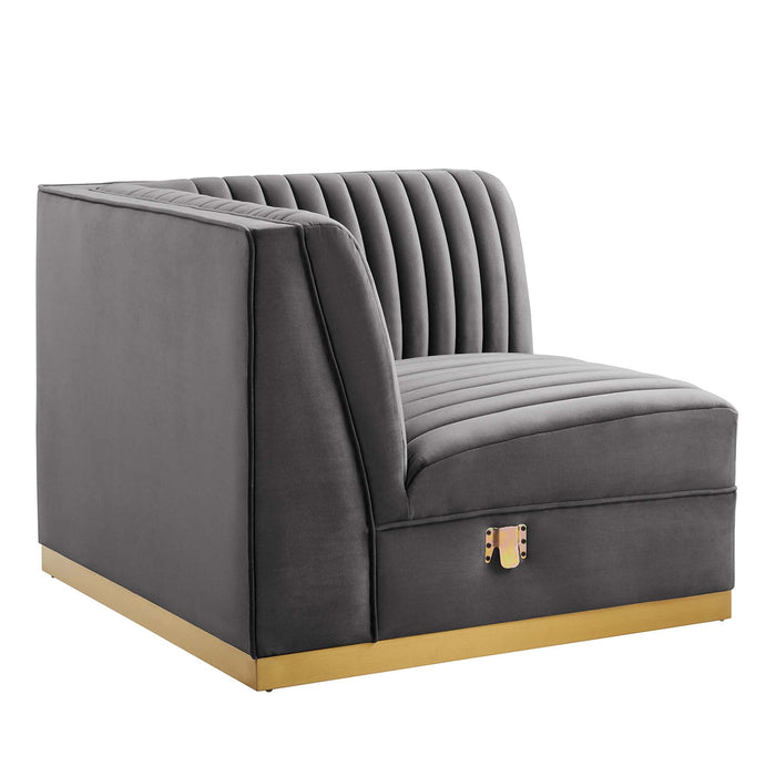 Sanguine Channel Tufted Performance Velvet Modular Sectional Sofa Right Corner Chair - view 10