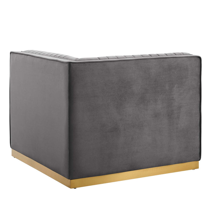 Sanguine Channel Tufted Performance Velvet Modular Sectional Sofa Right Corner Chair - view 15