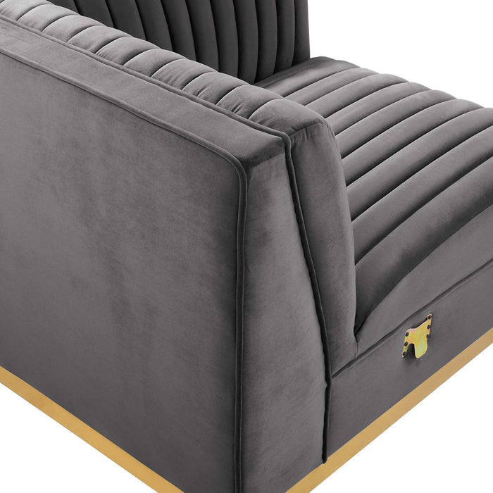 Sanguine Channel Tufted Performance Velvet Modular Sectional Sofa Right Corner Chair - view 16