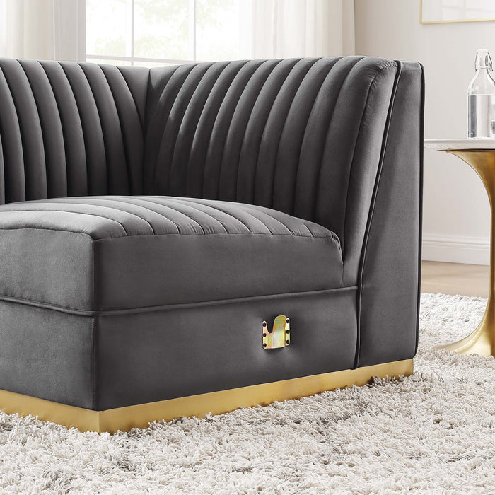 Sanguine Channel Tufted Performance Velvet Modular Sectional Sofa Right Corner Chair - view 12