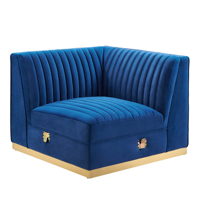 Sanguine Channel Tufted Performance Velvet Modular Sectional Sofa Right Corner Chair - view 21