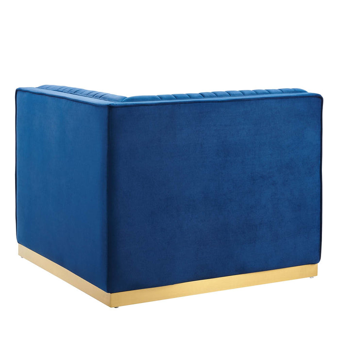 Sanguine Channel Tufted Performance Velvet Modular Sectional Sofa Right Corner Chair - view 22