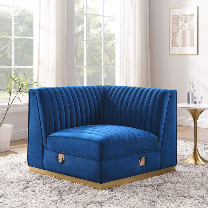 Sanguine Channel Tufted Performance Velvet Modular Sectional Sofa Right Corner Chair - view 17