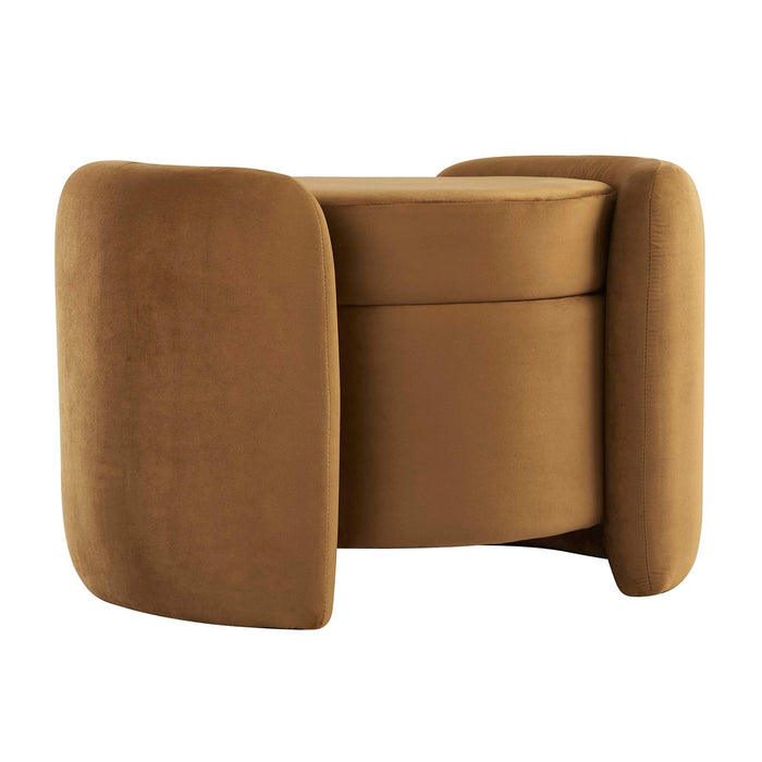 Modway Nebula Upholstered Performance Velvet Ottoman Living Room Furniture in Blue