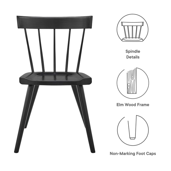 Modway Sutter Wood Dining Side Chair Set of 2 in Black - Side View