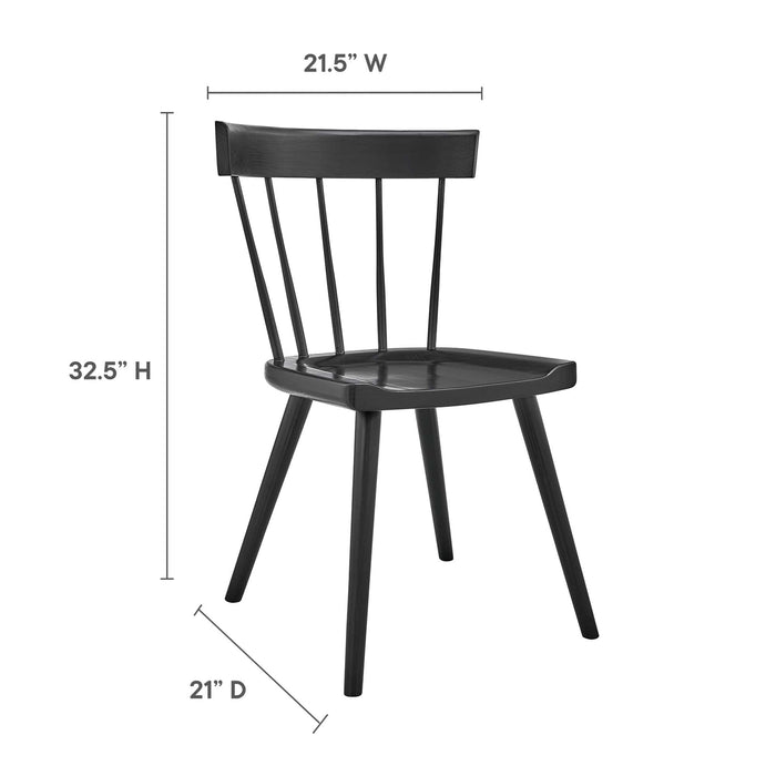Modway Sutter Wood Dining Side Chair Set of 2 in Black - Detail View