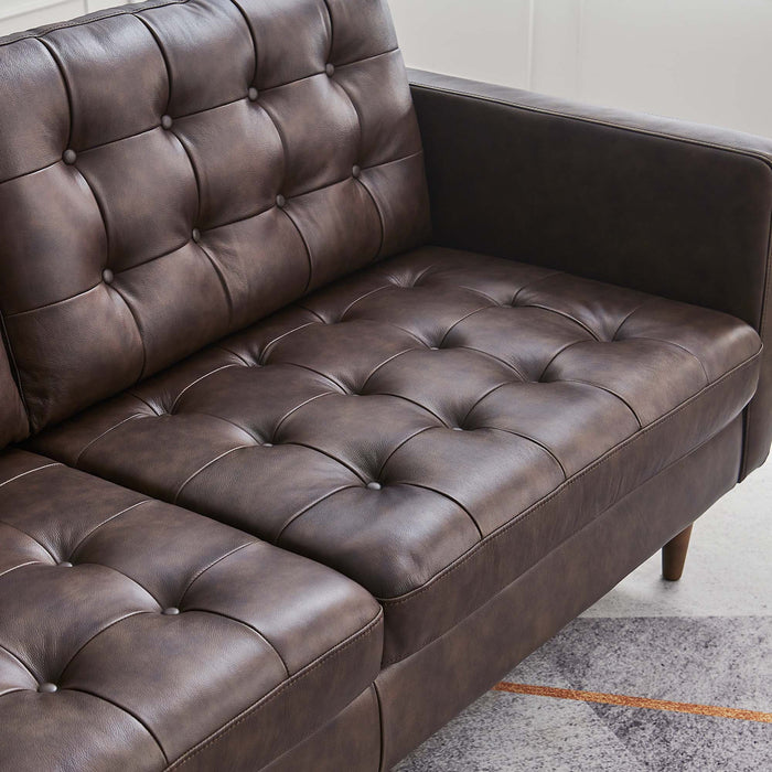 Exalt Tufted Leather Sofa - in lifestyle setting