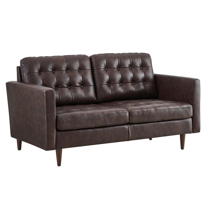 Exalt Tufted Leather Loveseat - alternate angle view