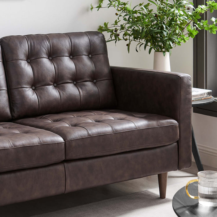 Exalt Tufted Leather Loveseat - detail close-up