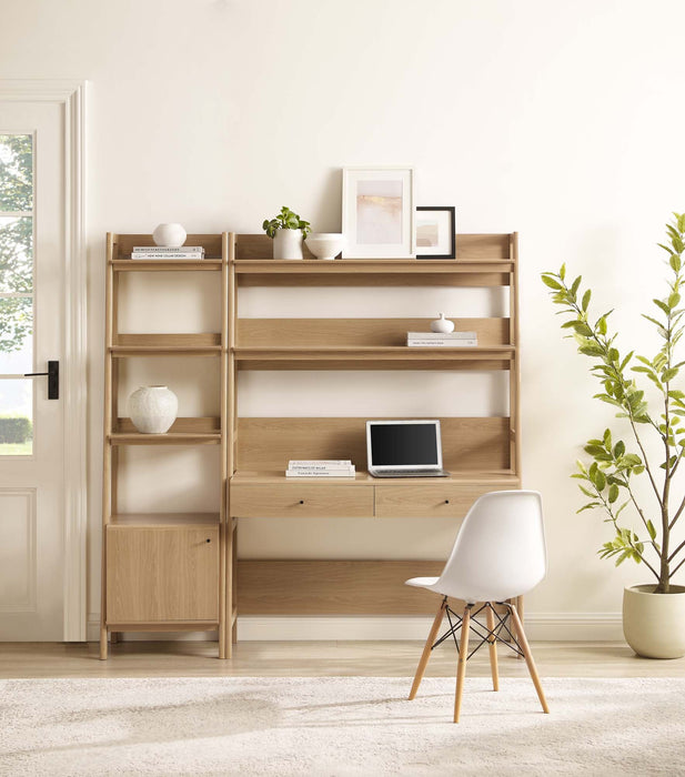Bixby 2-Piece Wood Office Desk and Bookshelf - in lifestyle setting