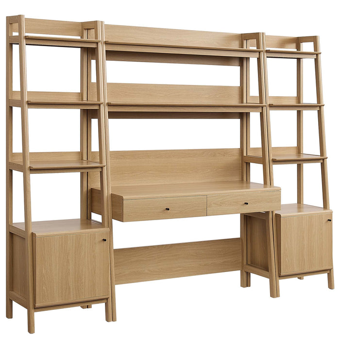 Bixby 3-Piece Wood Office Desk and Bookshelf - alternate angle view