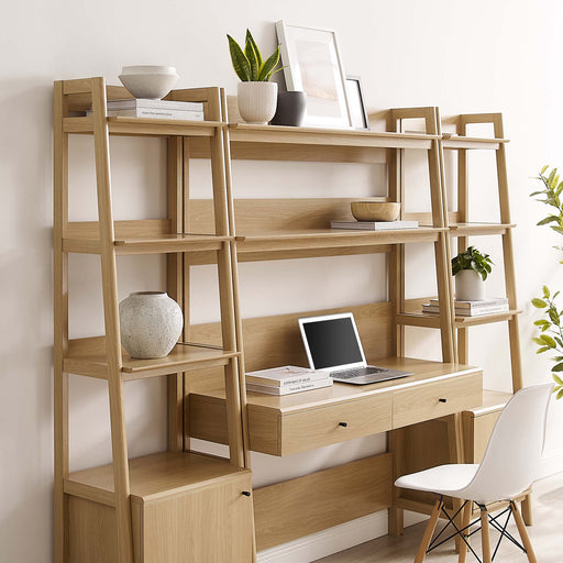 Bixby 3-Piece Wood Office Desk and Bookshelf - Modway \living\bookshelves