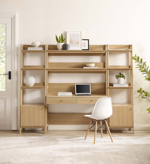 Bixby 3-Piece Wood Office Desk and Bookshelf - in lifestyle setting
