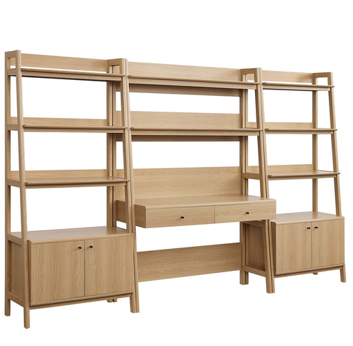 Bixby 3-Piece Wood Office Desk and Bookshelf - alternate angle view