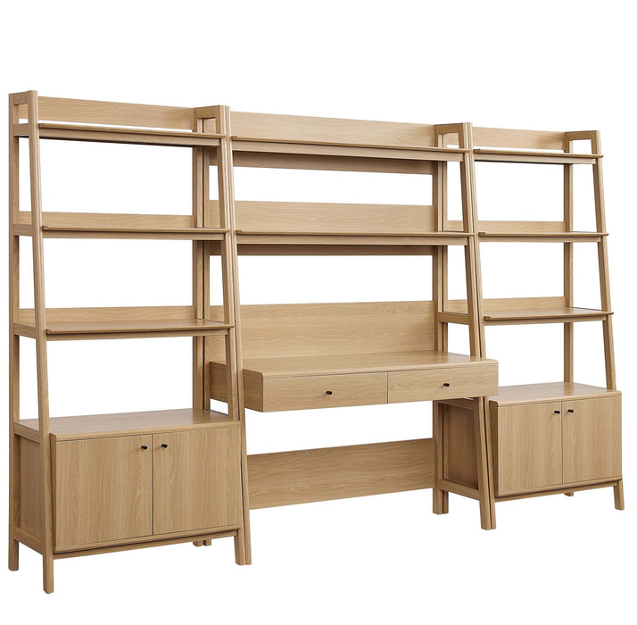 Bixby 3-Piece Wood Office Desk and Bookshelf - alternate angle view