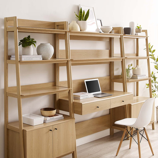 Bixby 3-Piece Wood Office Desk and Bookshelf - Modway \living\bookshelves