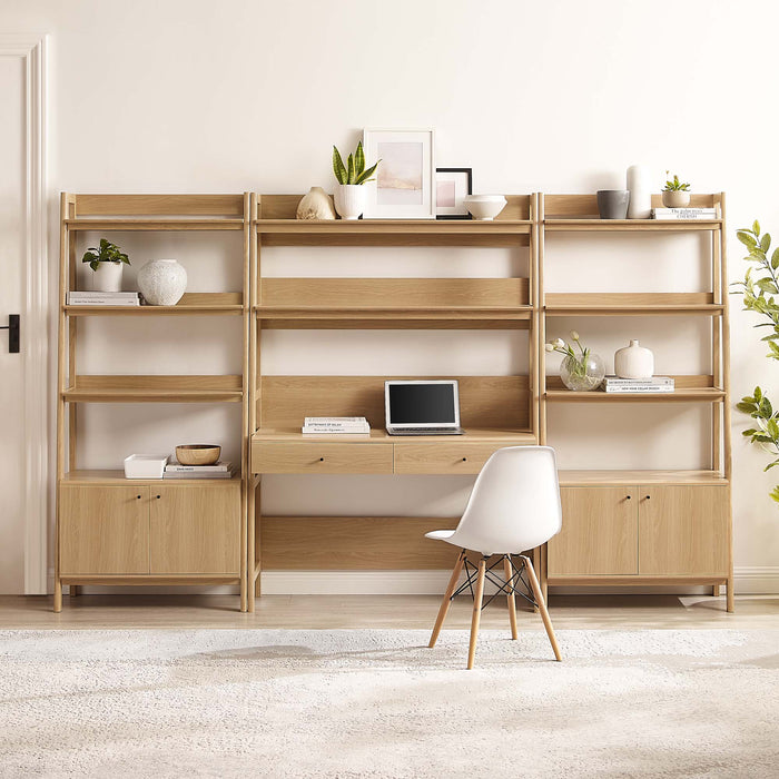 Bixby 3-Piece Wood Office Desk and Bookshelf - detail close-up