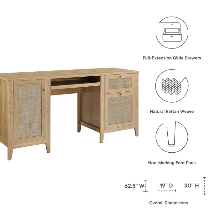 Modway Soma 63" Office Desk in Brown - Side View