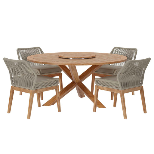 Modway Wellspring 5-Piece Outdoor Patio Teak Wood Dining Set - View 35