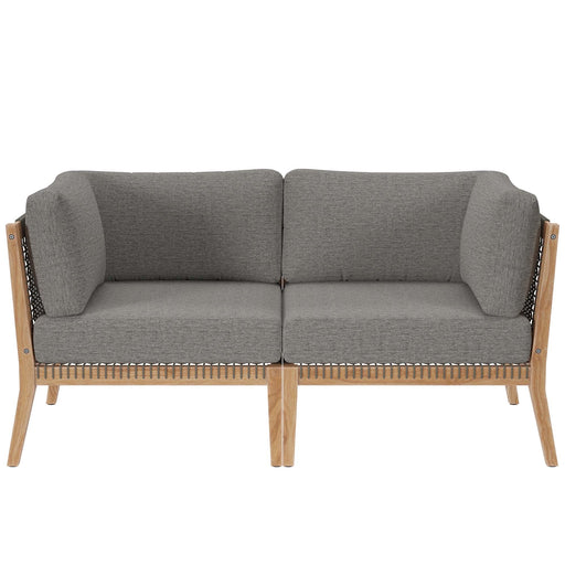 Clearwater Outdoor Patio Teak Wood Loveseat - alternate angle view