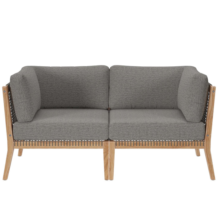 Clearwater Outdoor Patio Teak Wood Loveseat - alternate angle view