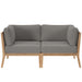 Clearwater Outdoor Patio Teak Wood Loveseat - alternate angle view