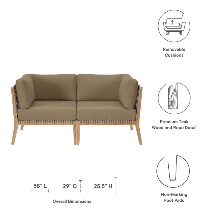 Clearwater Outdoor Patio Teak Wood Loveseat - view 11