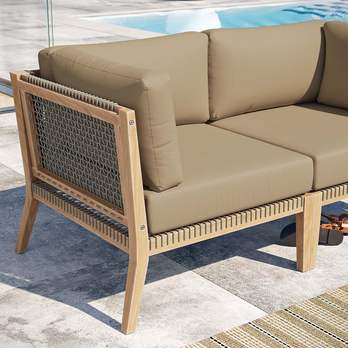 Clearwater Outdoor Patio Teak Wood Loveseat - view 12