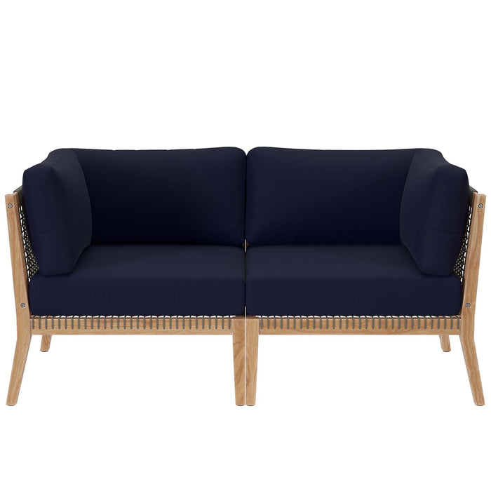 Clearwater Outdoor Patio Teak Wood Loveseat - view 18