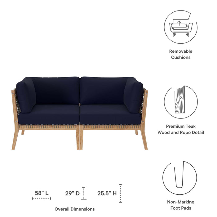 Clearwater Outdoor Patio Teak Wood Loveseat - view 19