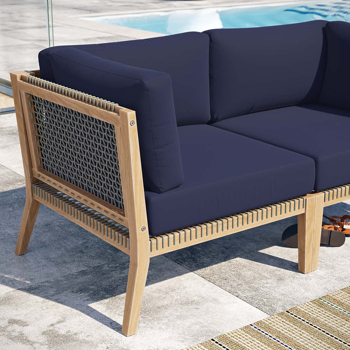 Clearwater Outdoor Patio Teak Wood Loveseat - view 20