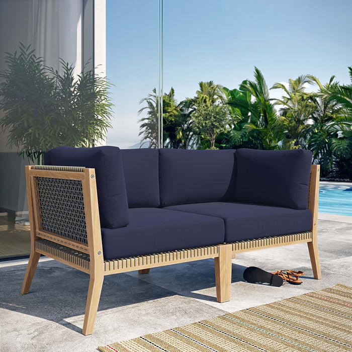 Clearwater Outdoor Patio Teak Wood Loveseat - view 17