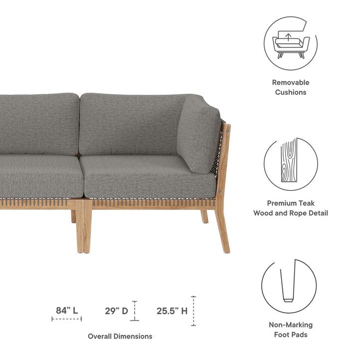 Clearwater Outdoor Patio Teak Wood Sofa - detail close-up